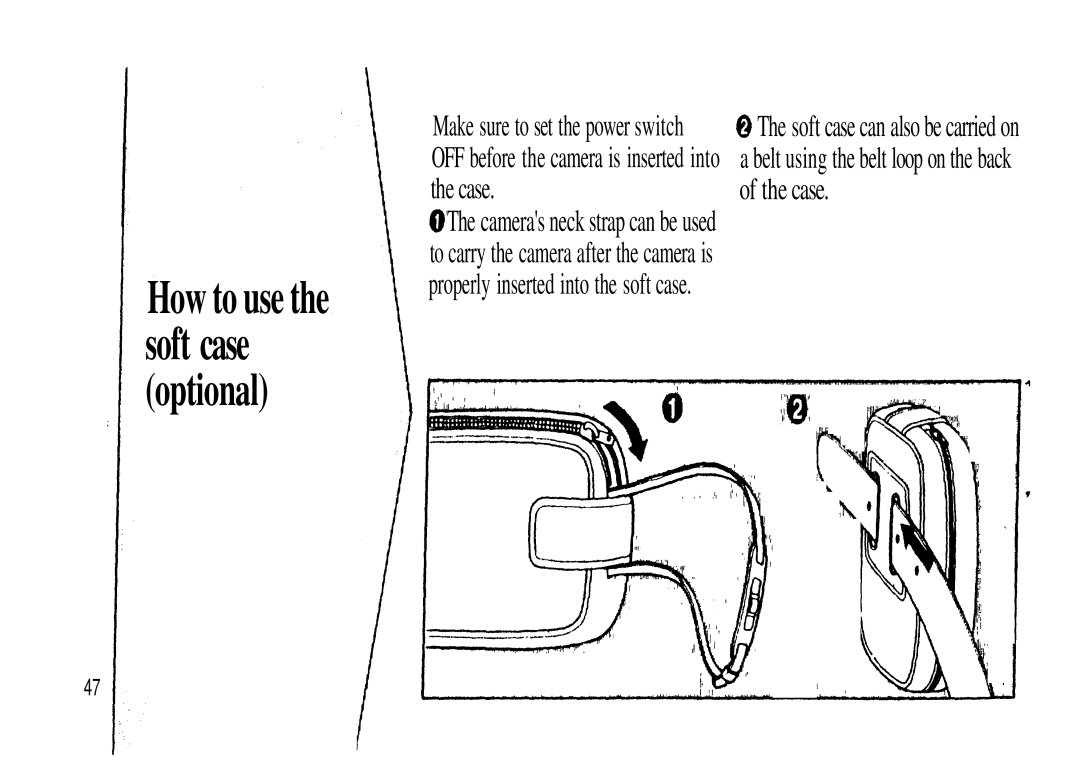 Olympus Zoom230 manual Belt using the belt loop on the back, Cameras neck strap can be used 