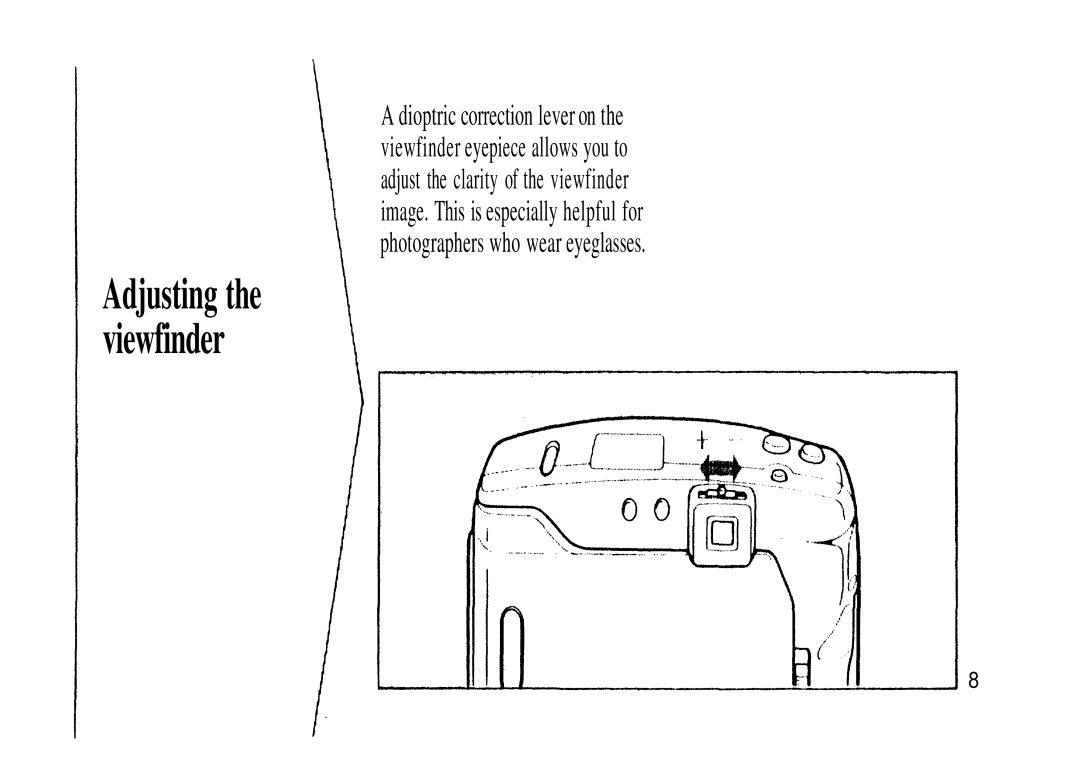 Olympus Zoom230 manual Adjusting the viewfinder 