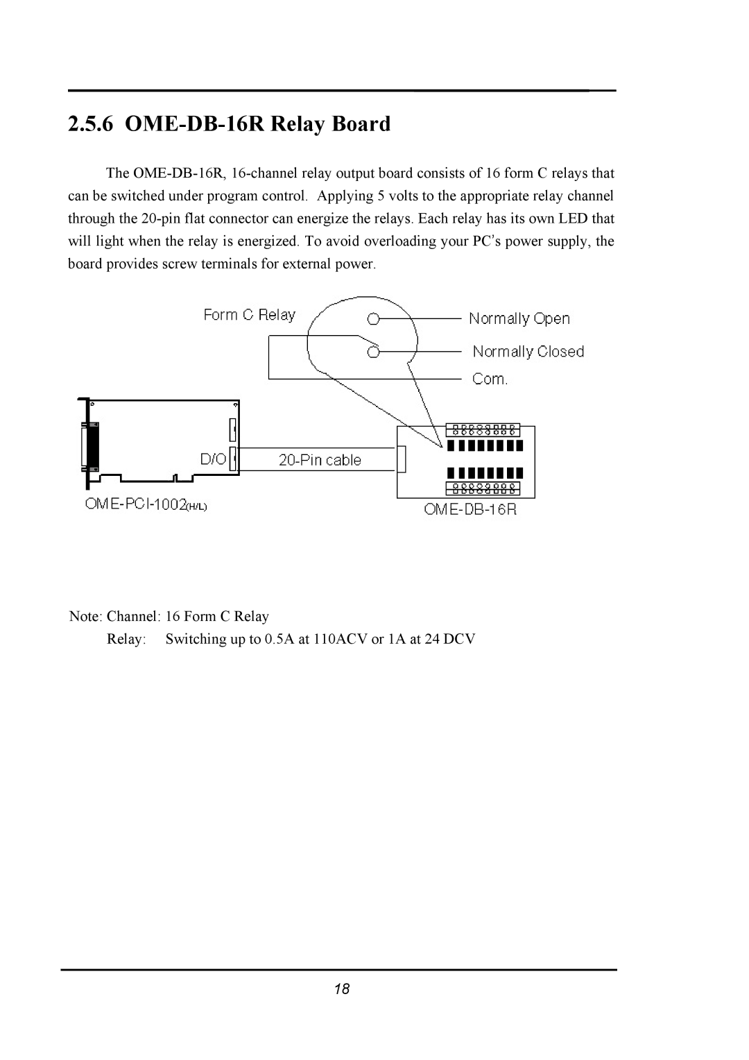 Omega 1002 manual OME-DB-16R Relay Board 