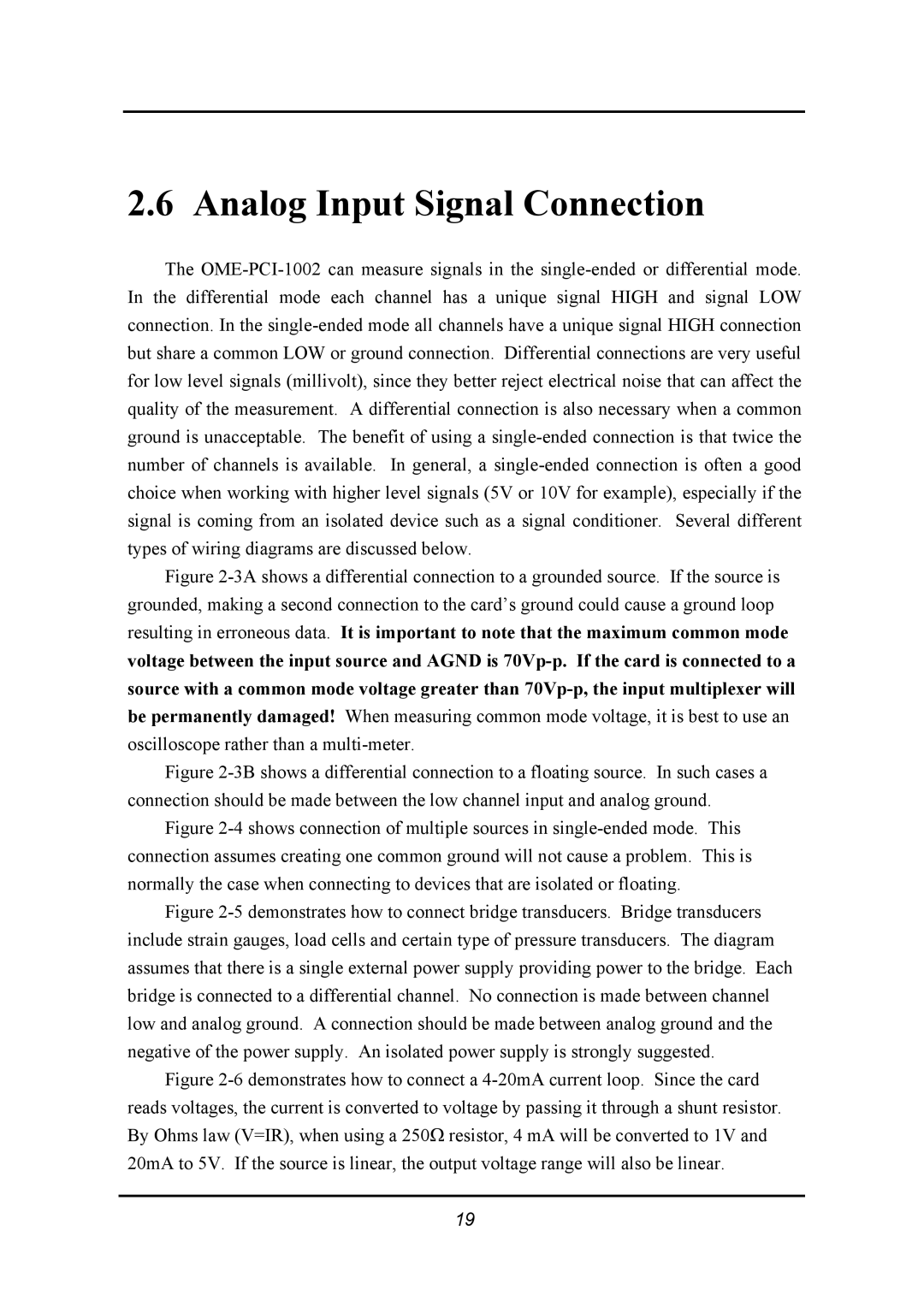 Omega 1002 manual Analog Input Signal Connection 