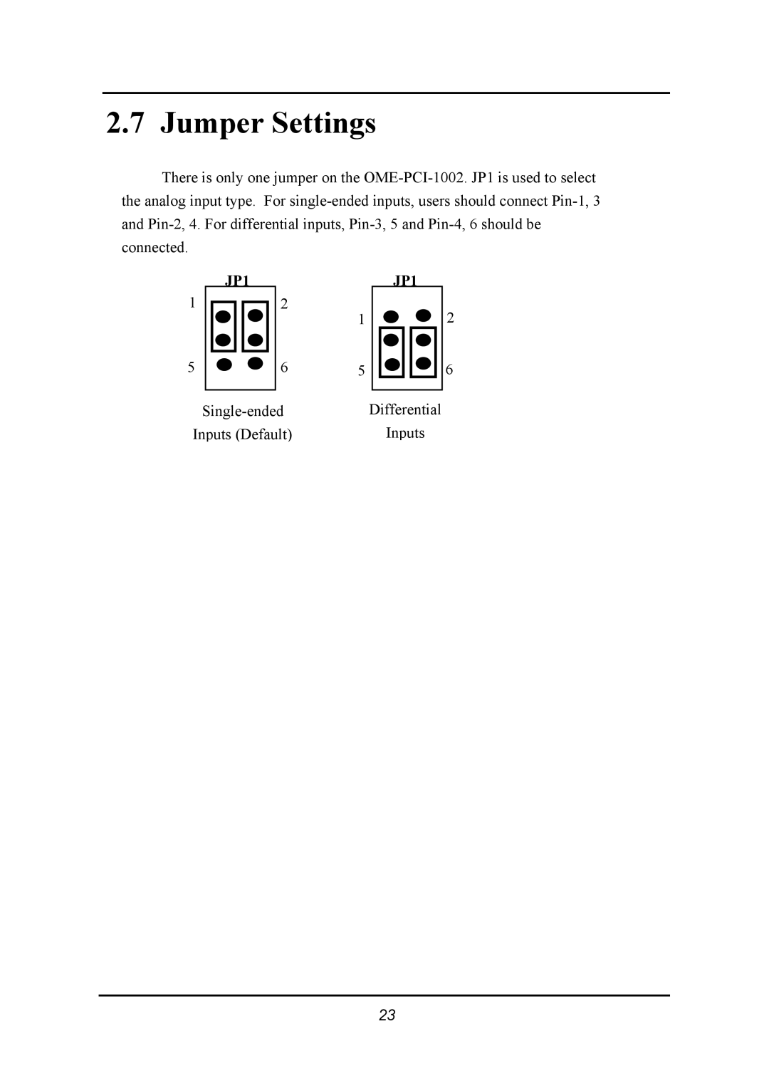 Omega 1002 manual Jumper Settings 