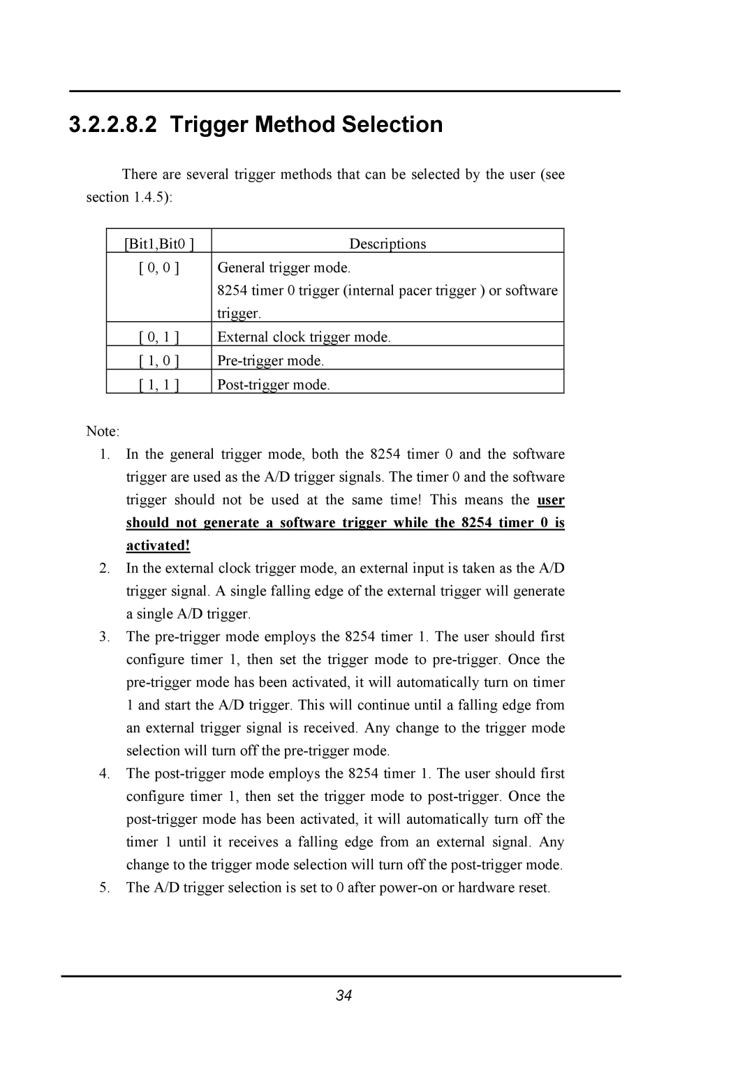 Omega 1002 manual Trigger Method Selection 