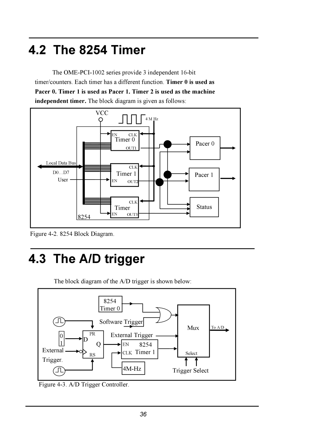 Omega 1002 manual Timer, A/D trigger 