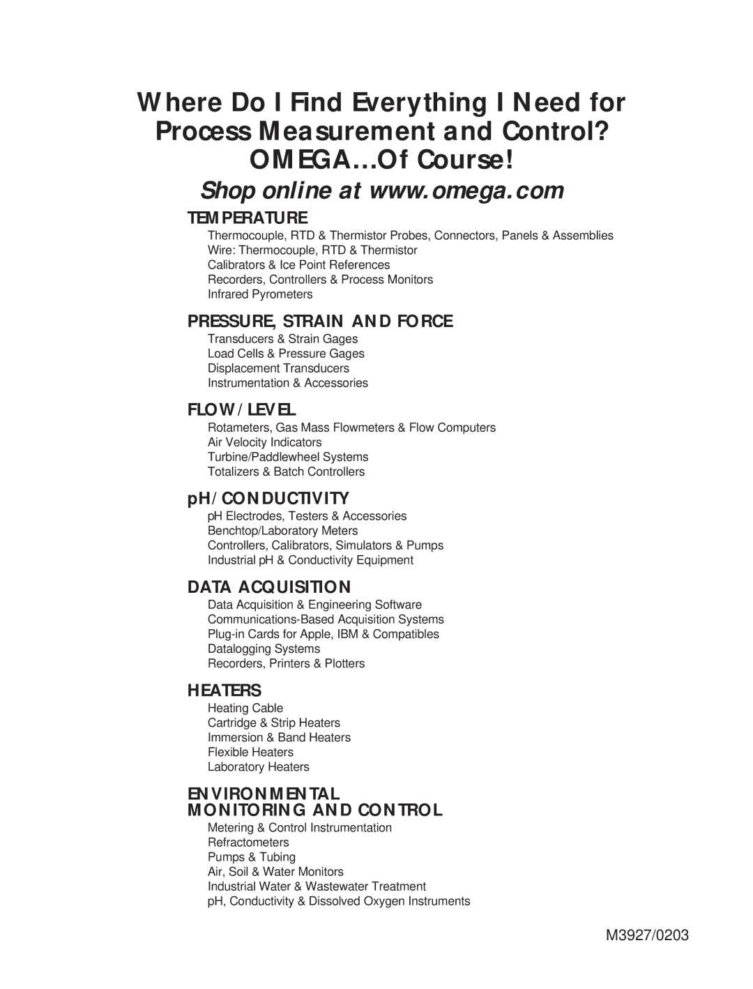 Omega 1002 manual Temperature 