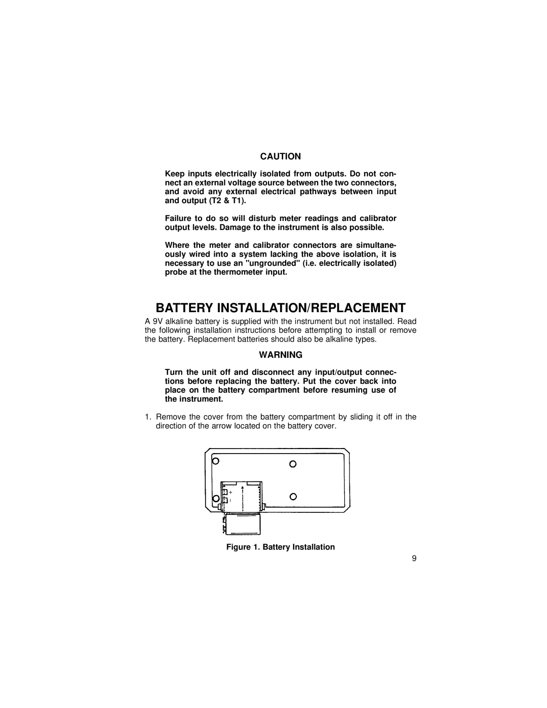 Omega 24, 27, 25, 26 manual Battery INSTALLATION/REPLACEMENT, Battery Installation 