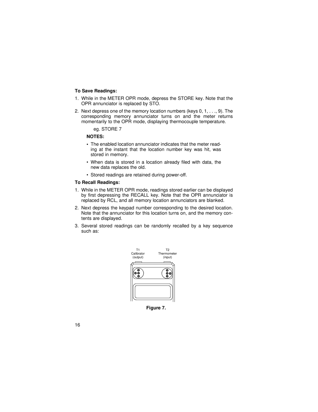 Omega 26, 27, 25, 24 manual To Save Readings, To Recall Readings 