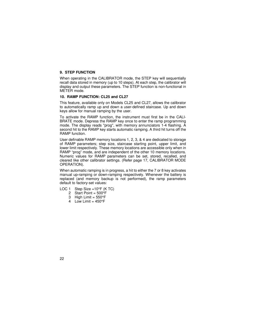 Omega 26, 24 manual Step Function, Ramp Function CL25 and CL27 