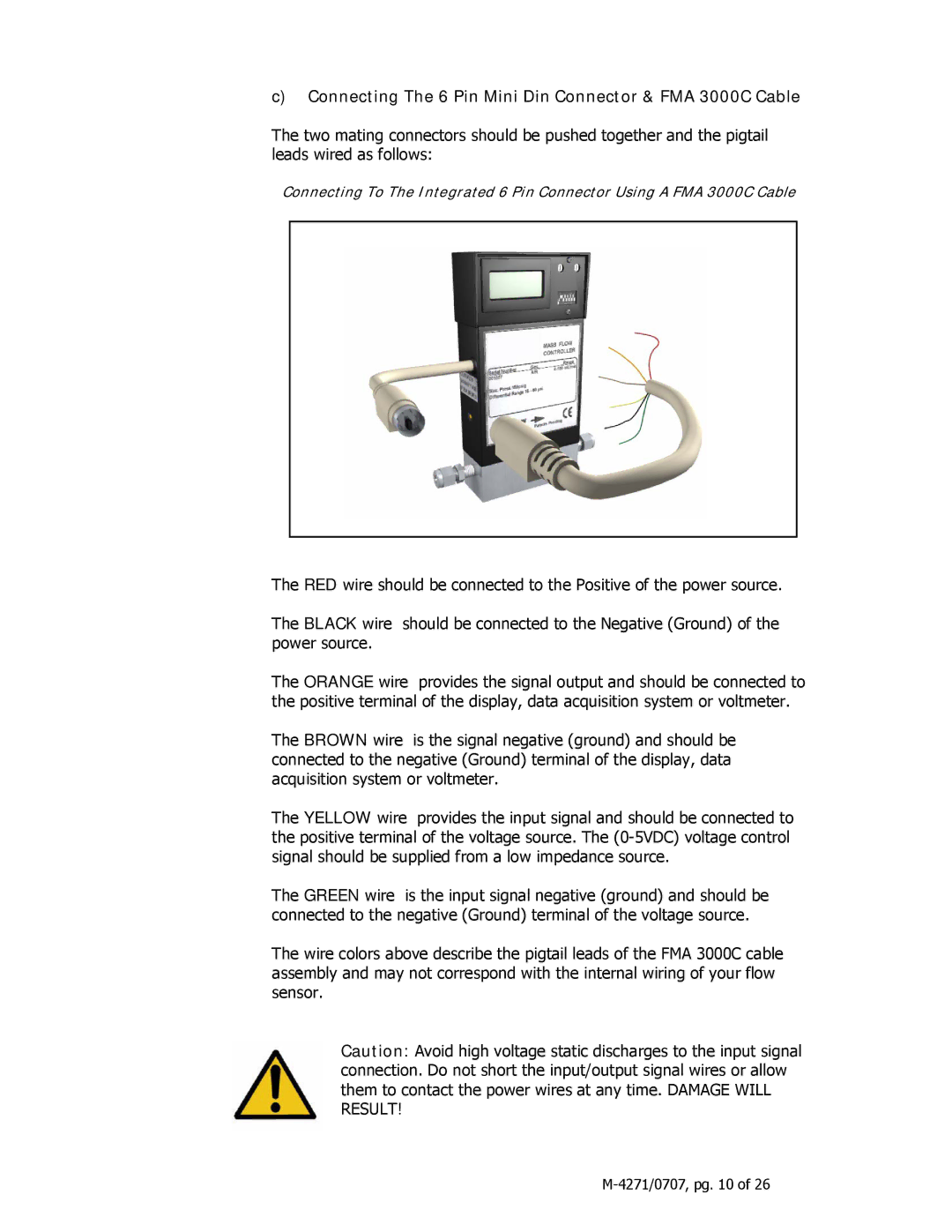 Omega 3400ST, 3200ST manual Connecting The 6 Pin Mini Din Connector & FMA 3000C Cable 