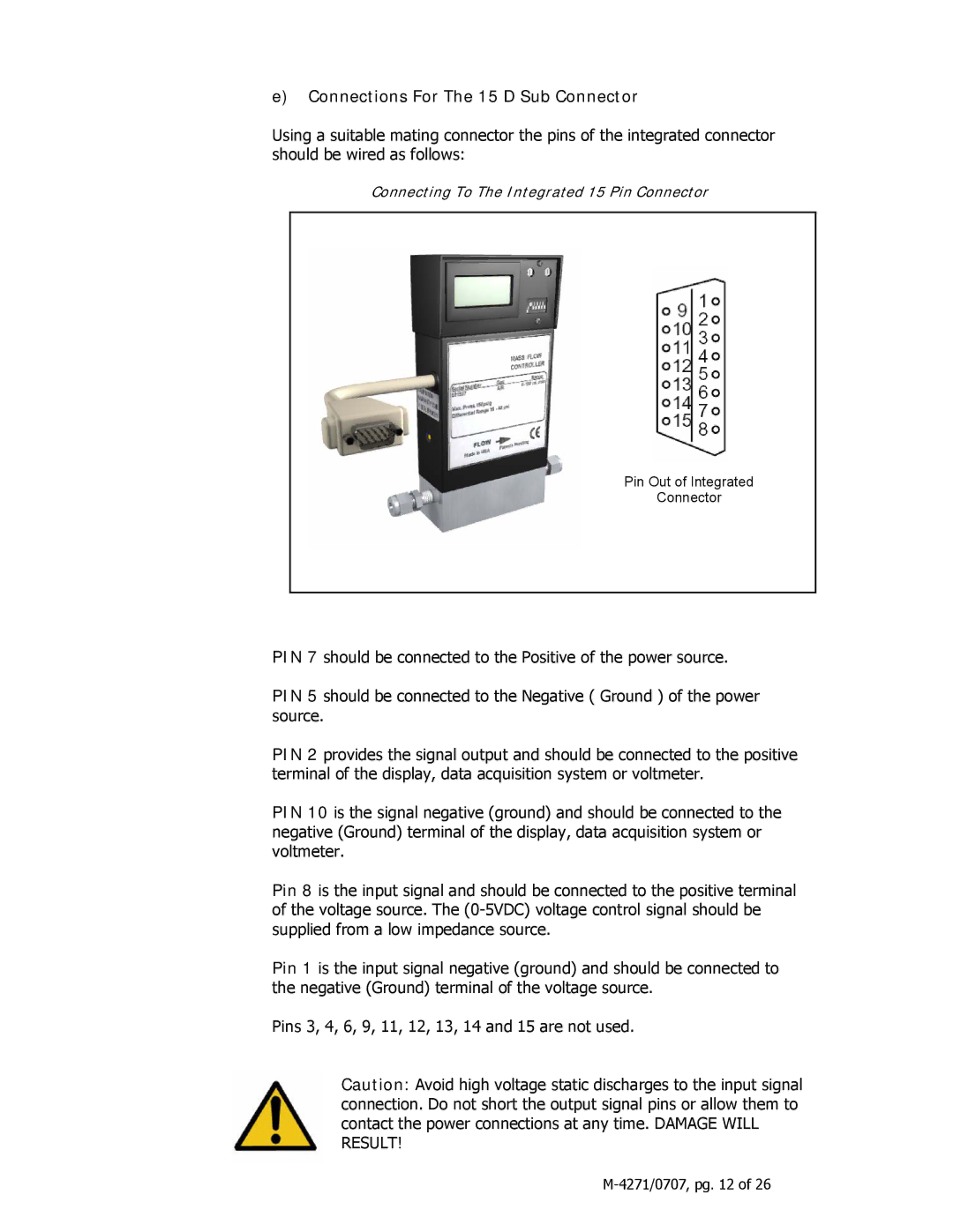 Omega 3200ST, 3400ST manual Connections For The 15 D Sub Connector 