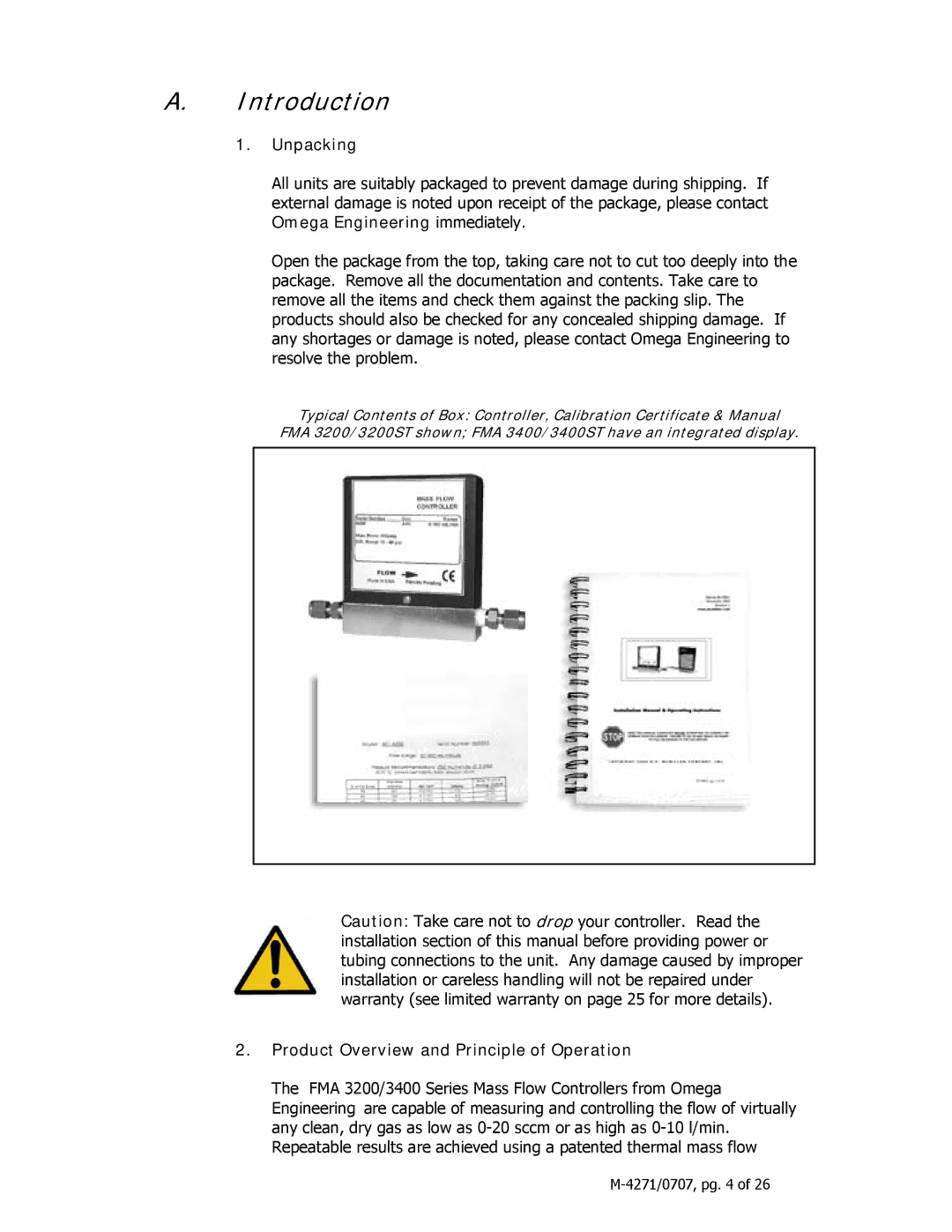 Omega 3200ST, 3400ST manual Introduction, Unpacking, Product Overview and Principle of Operation 