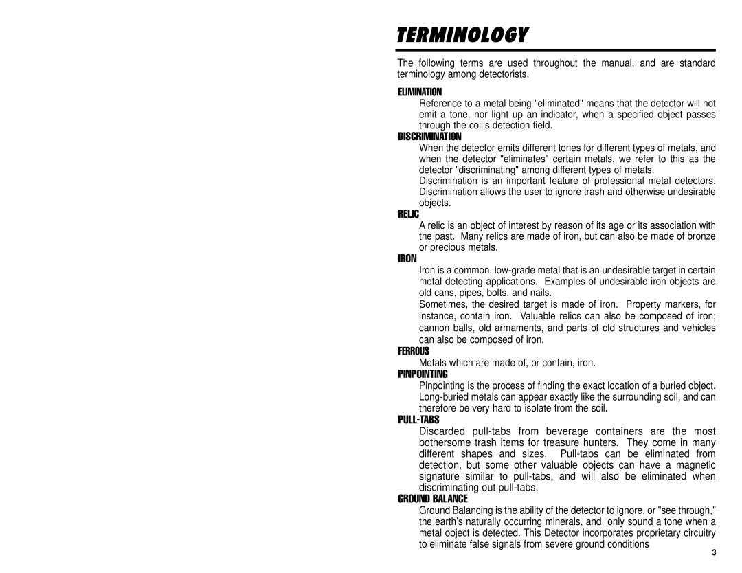 Omega 8000 owner manual Terminology, Metals which are made of, or contain, iron 