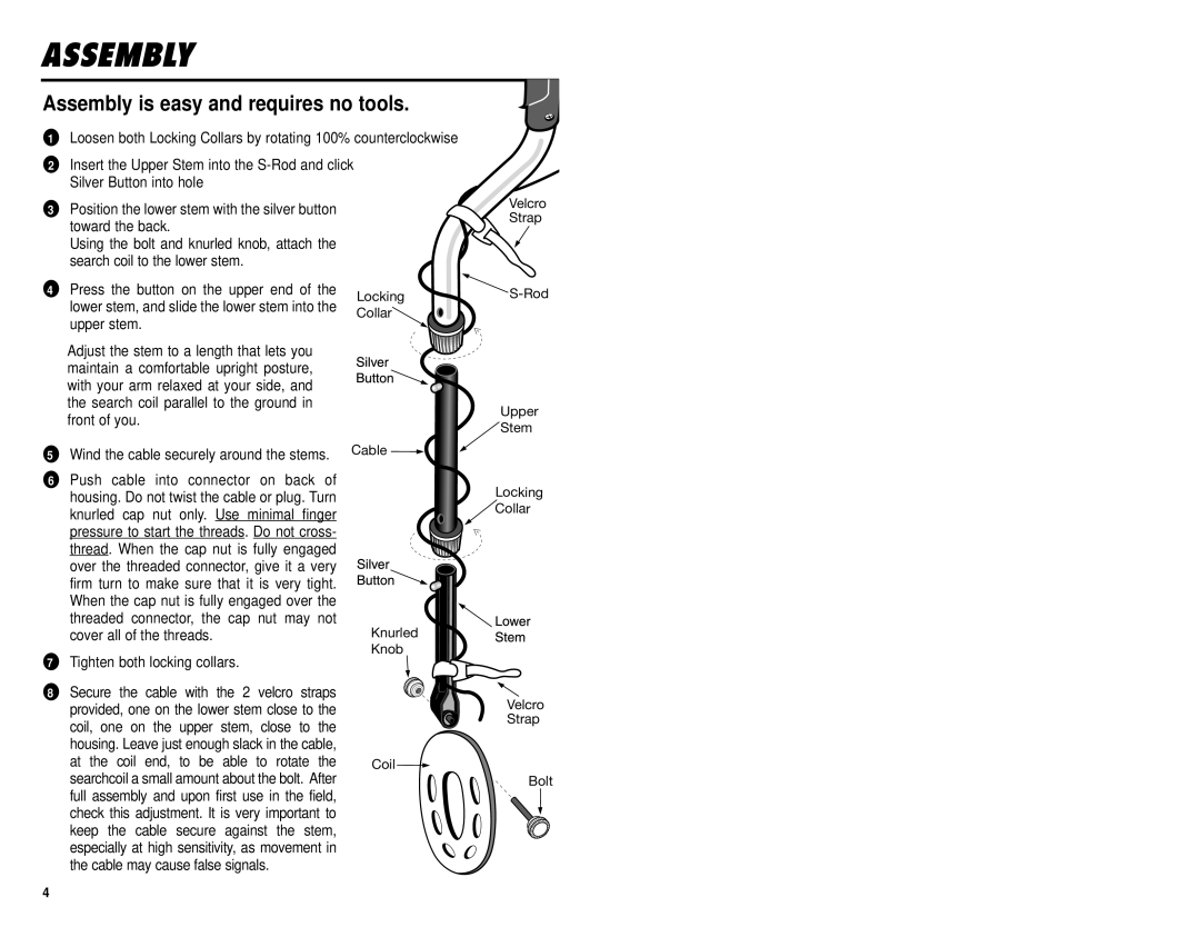 Omega 8000 owner manual Assembly is easy and requires no tools 