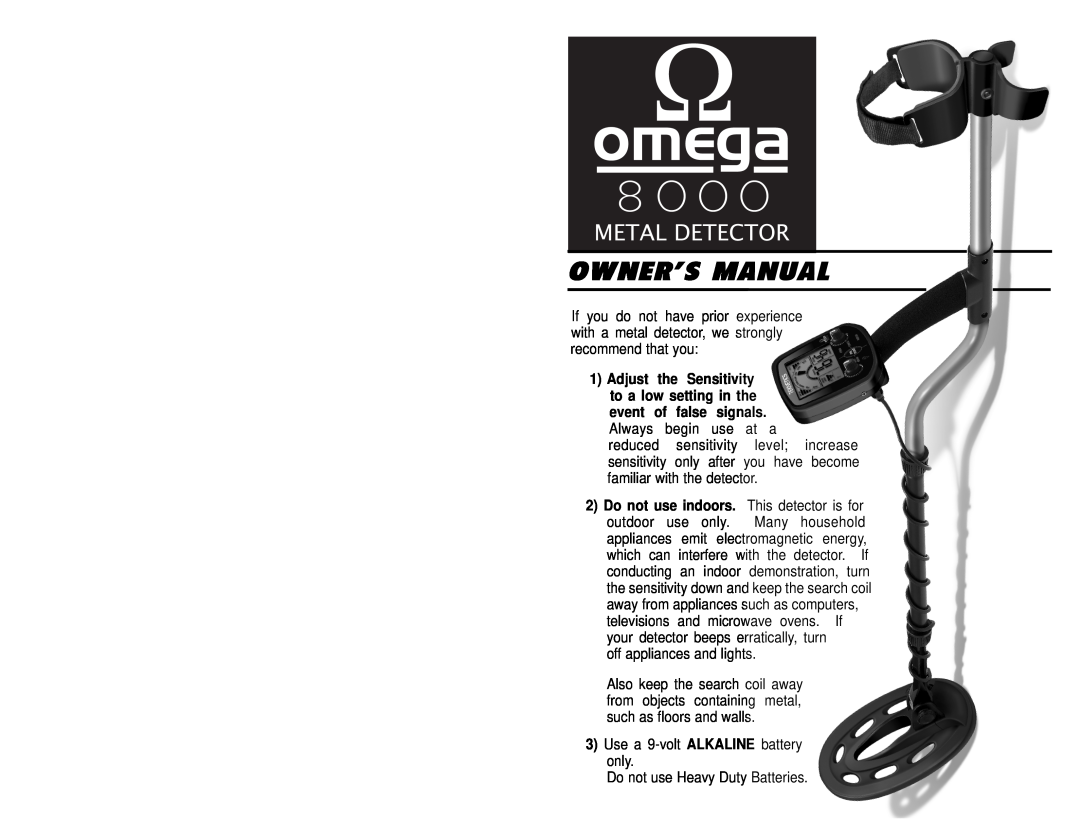 Omega 8000 owner manual 8 0, Metal Detector 
