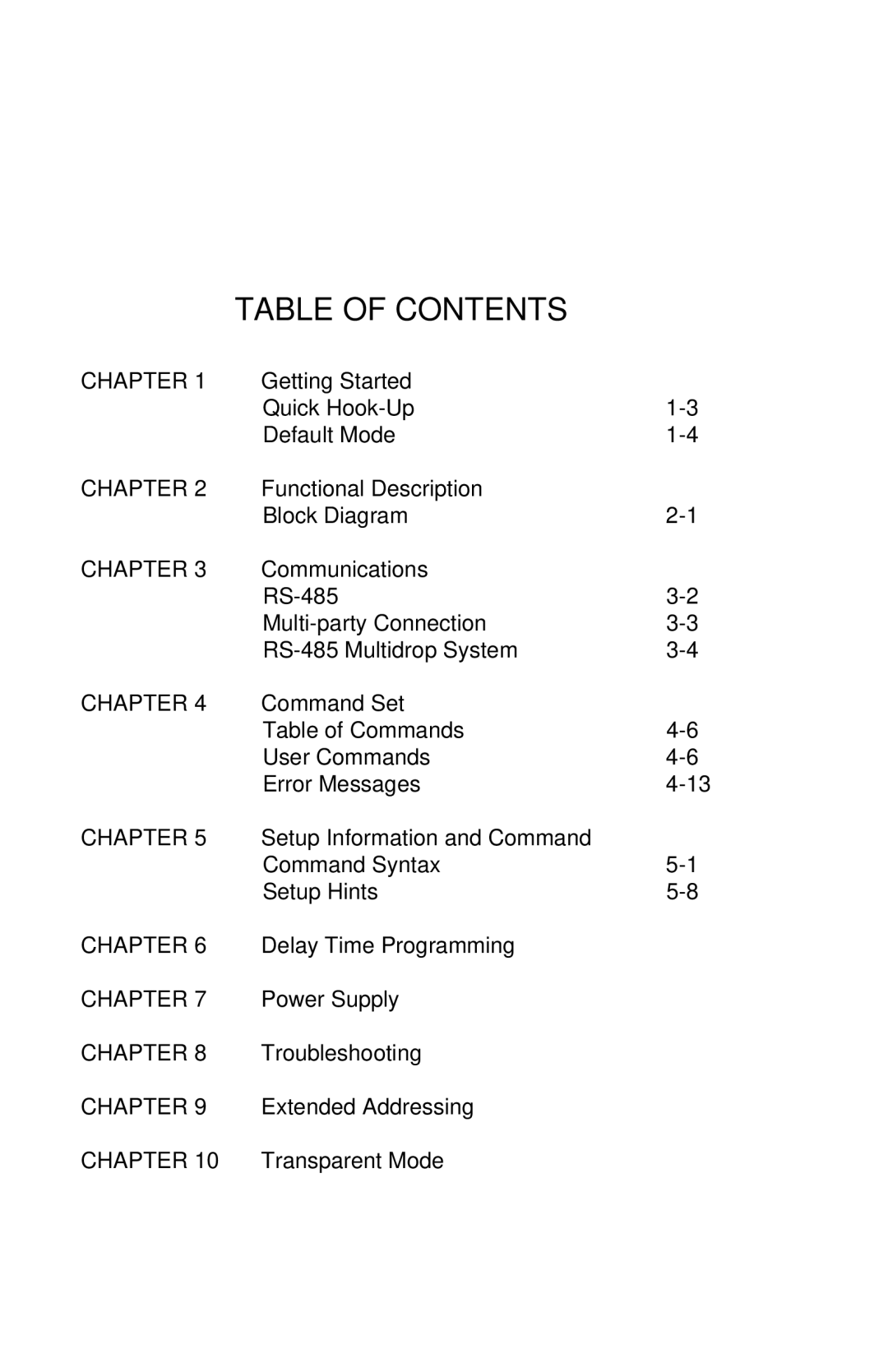 Omega A2400 manual Table of Contents 