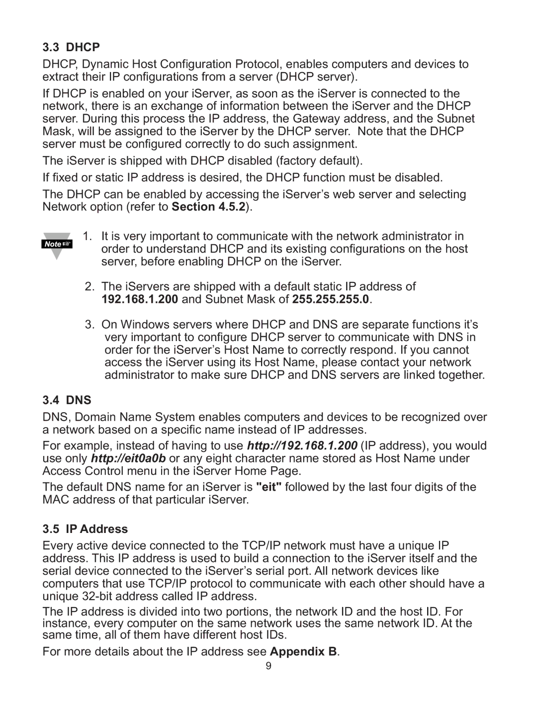 Omega C4EIT/-EIT manual Dhcp, Dns, IP Address 