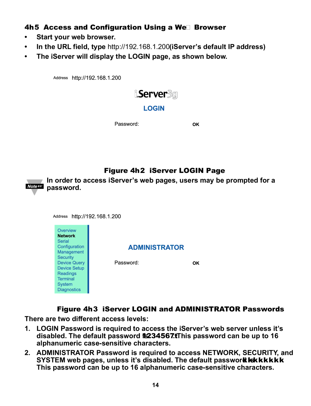 Omega C4EIT/-EIT manual Access and Configuration Using a Web Browser, IServer Login 