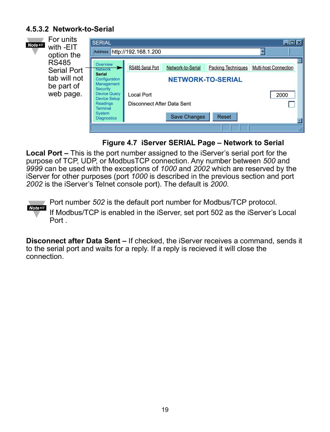 Omega C4EIT/-EIT manual IServer Serial Page Network to Serial 