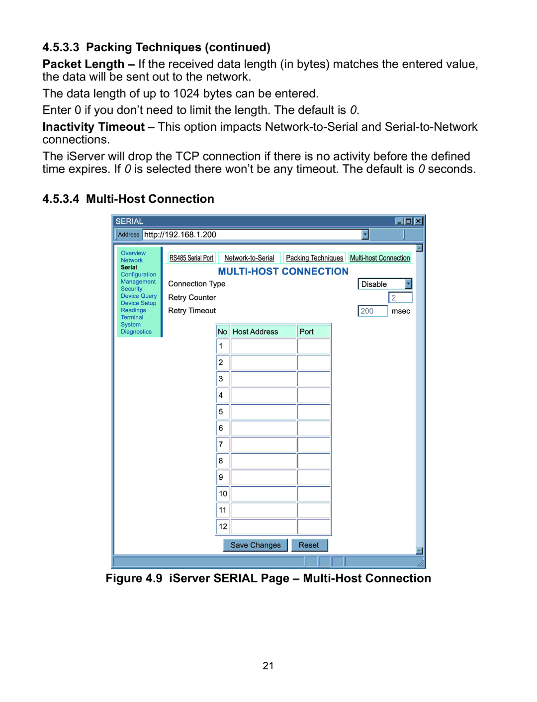 Omega C4EIT/-EIT manual IServer Serial Page Multi-Host Connection 