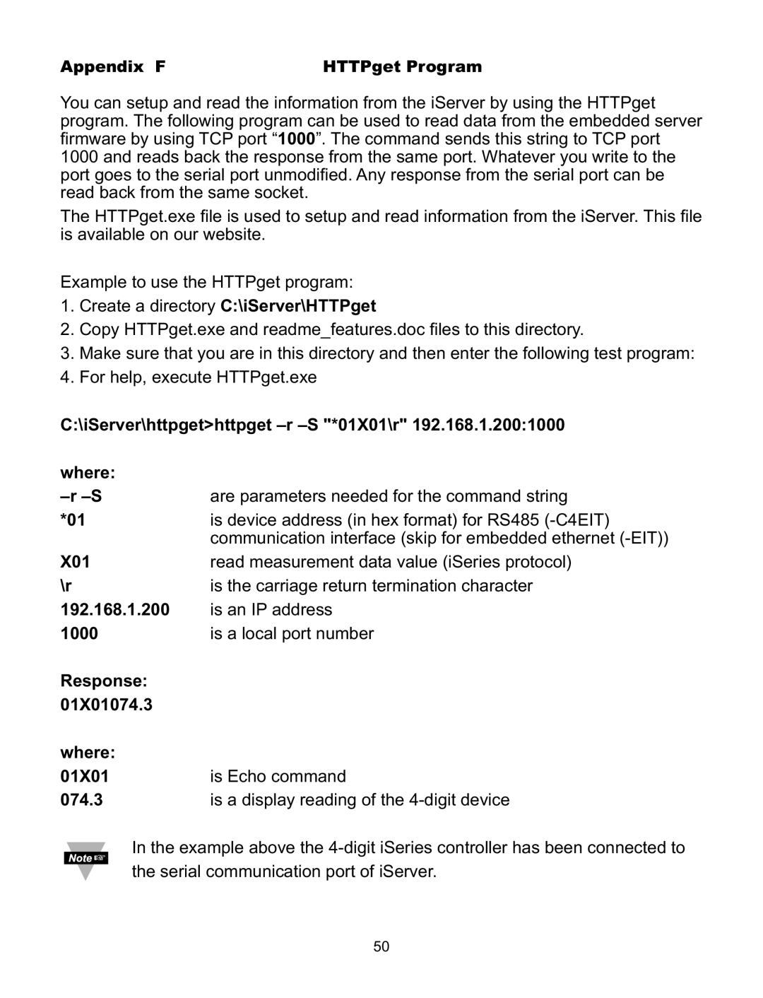 Omega C4EIT/-EIT manual Appendix F HTTPget Program, Communication interface skip for embedded ethernet -EIT 