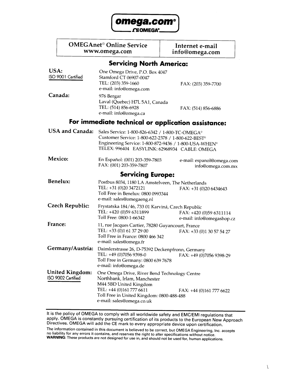 Omega CDE683 manual 