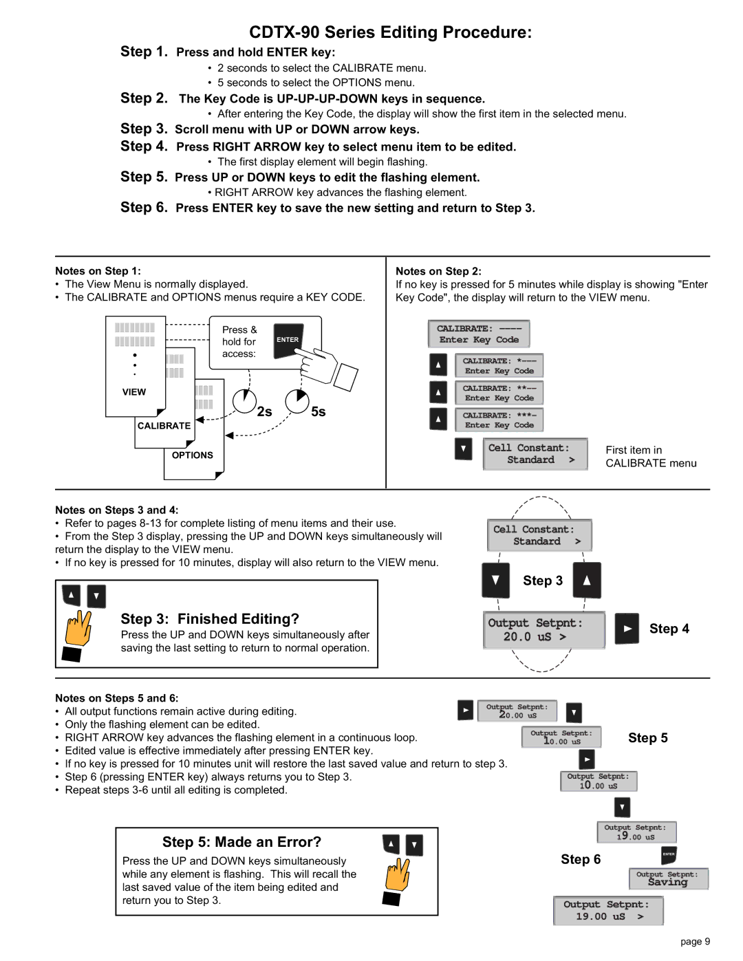 Omega CDTX-90 manual Finished Editing?, Made an Error?, Step 