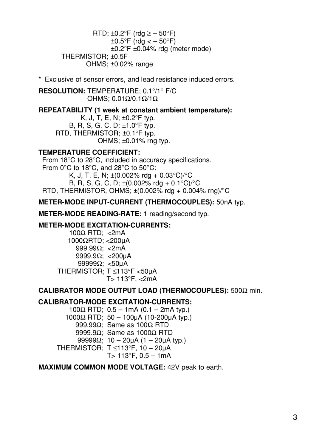 Omega CL24, CL25, CL27, CL23A, CL26 manual Temperature Coefficient 