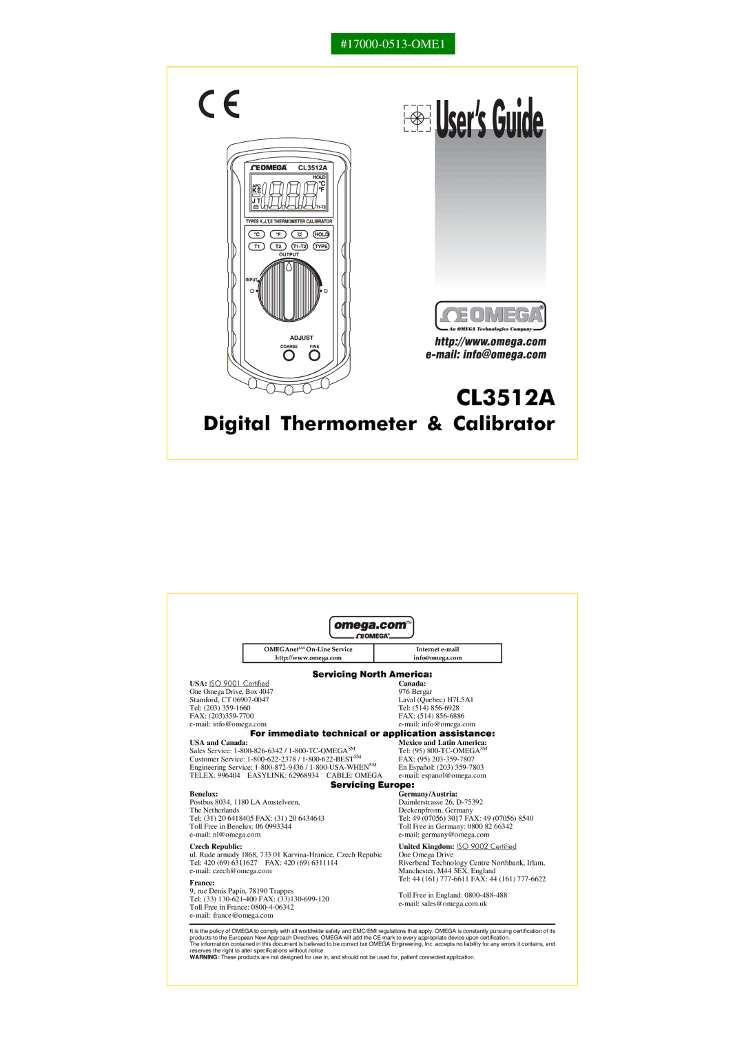 Omega CL3512A specifications 