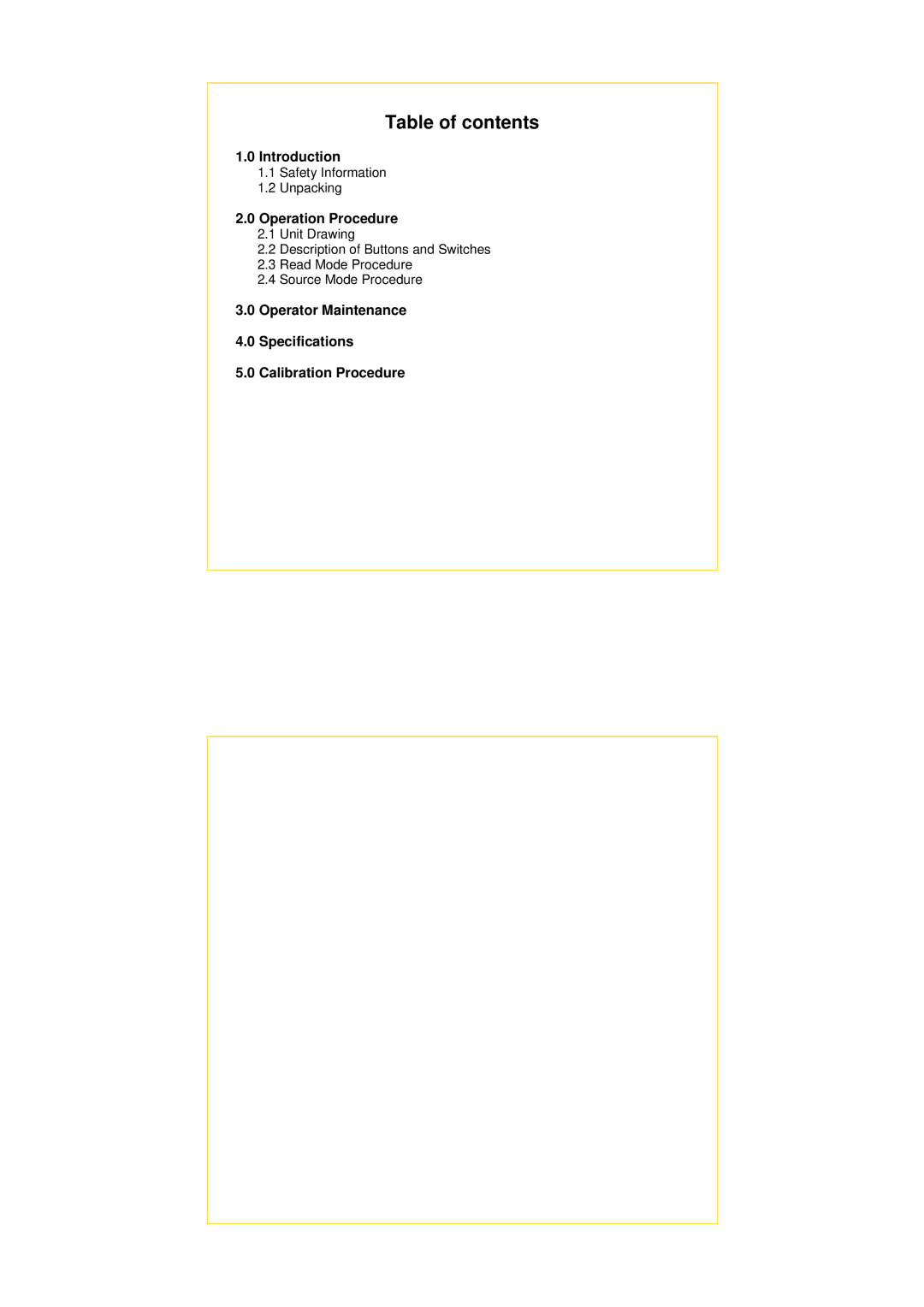 Omega CL3512A specifications Table of contents 