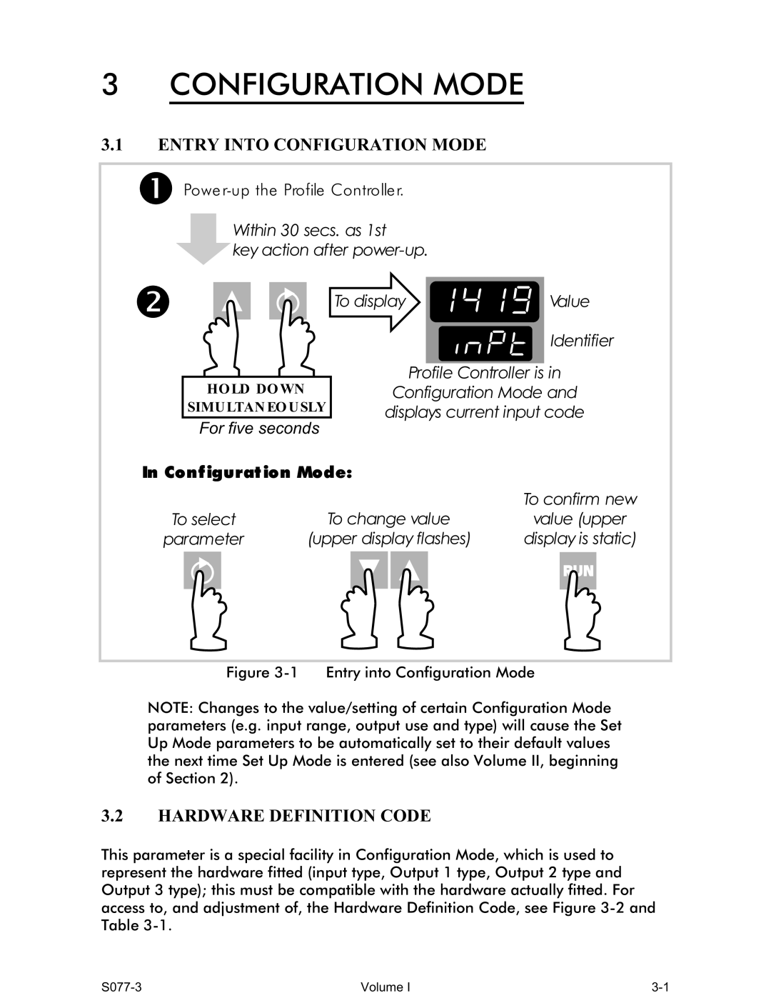 Omega CN1166 manual Entry Into Configuration Mode, Hardware Definition Code 