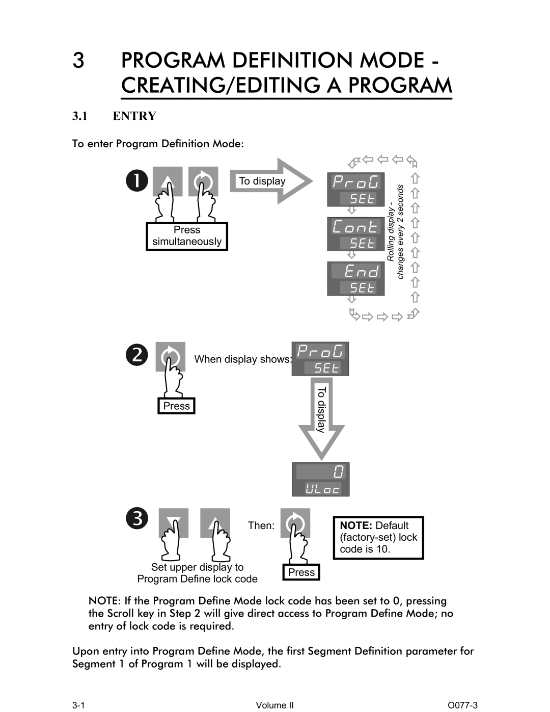 Omega CN1166 manual Program Definition Mode CREATING/EDITING a Program, Entry 