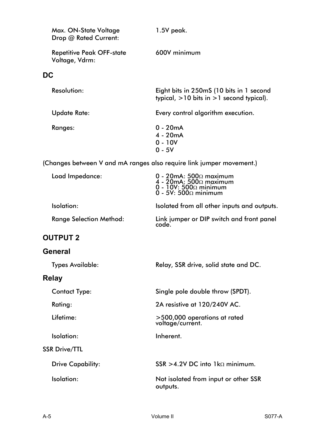 Omega CN1166 manual Types Available Relay, SSR drive, solid state and DC 