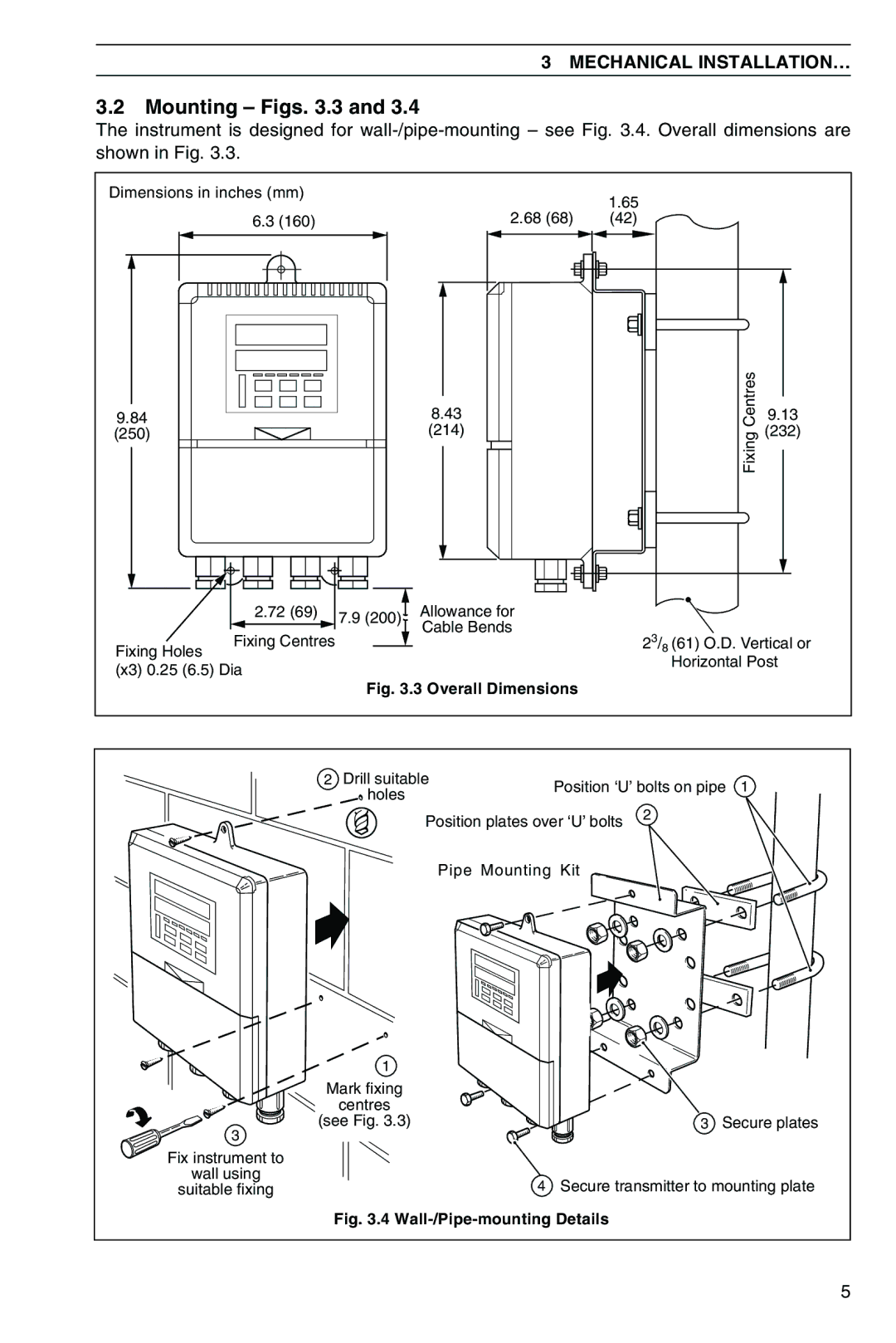 Omega CN3440 manual Mounting Figs .3, Overall Dimensions 