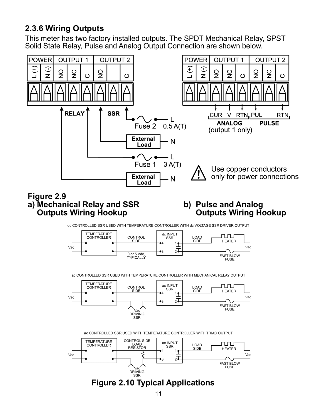 Omega CNI8DV, CNI16D, CNI8C, CNI8DH, CNI32 manual Wiring Outputs, Use copper conductors 