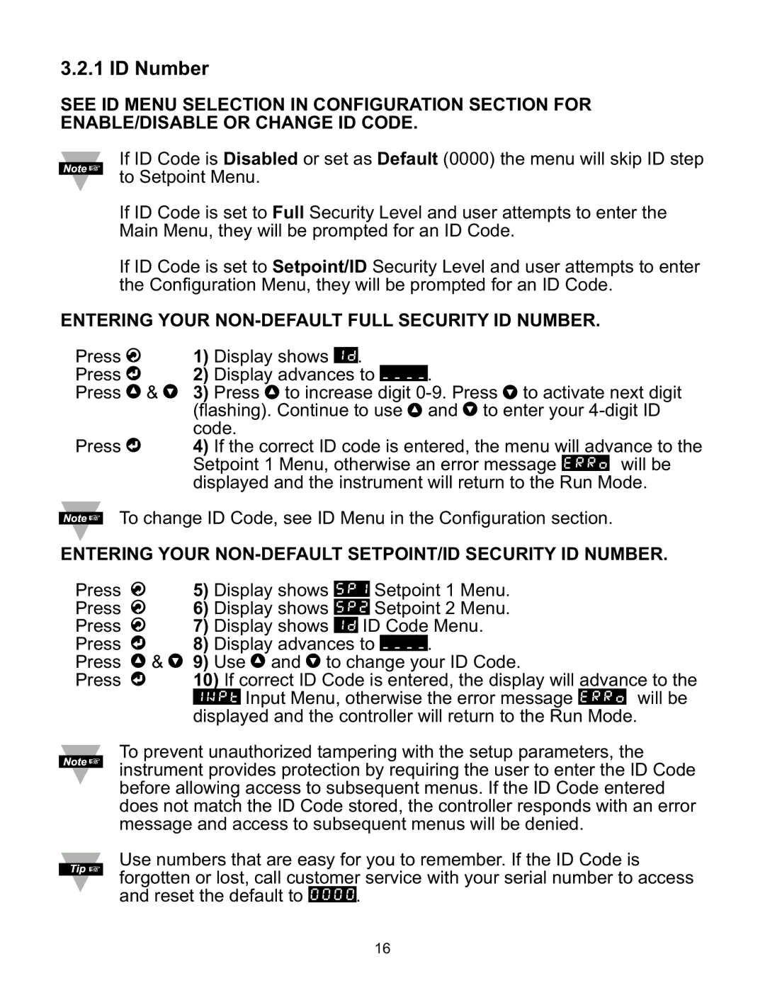 Omega CNI8DV, CNI16D, CNI8C, CNI8DH, CNI32 manual Entering Your NON-DEFAULT Full Security ID Number 