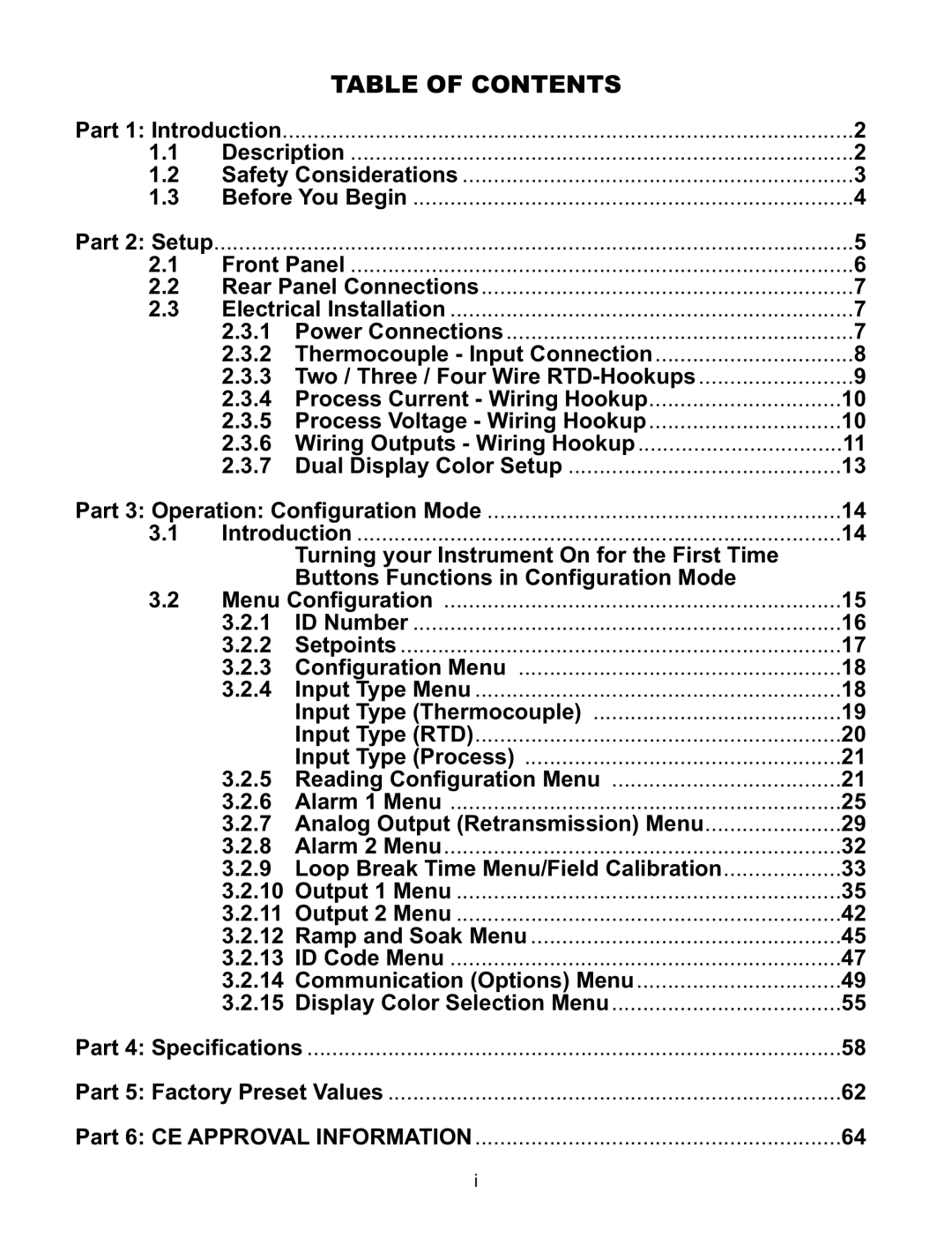 Omega CNI8C, CNI8DV, CNI16D, CNI8DH, CNI32 manual Table of Contents 