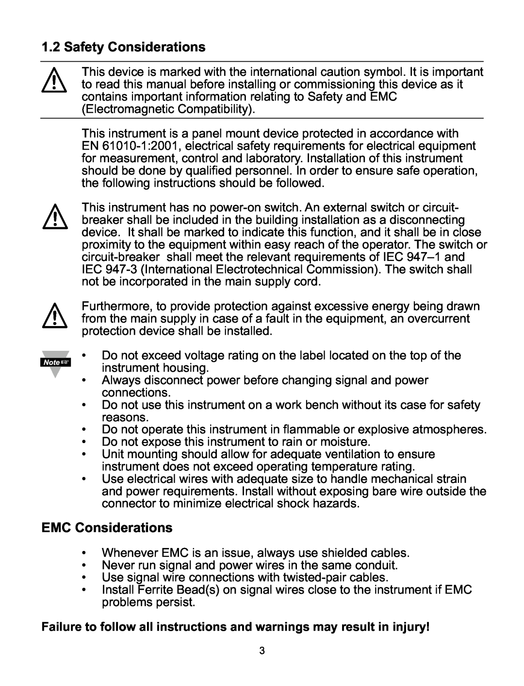 Omega CNI8DV, CNI16D, CNI8C, CNI8DH, CNI32 manual Safety Considerations, EMC Considerations 