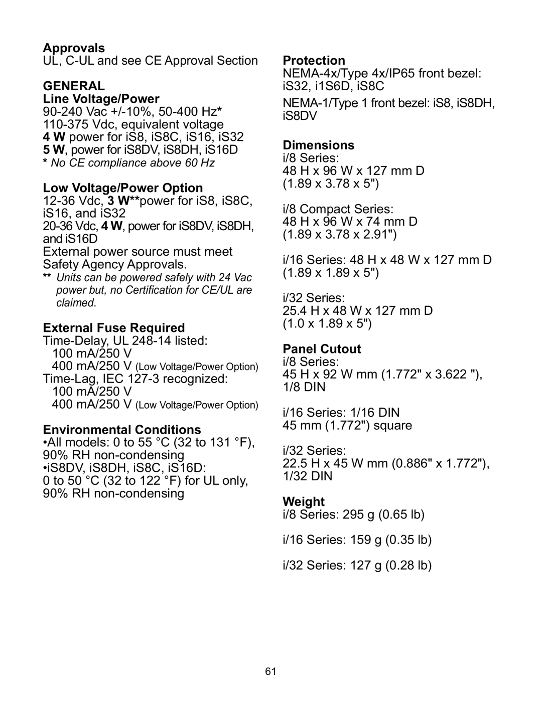 Omega CNiS8DH, CNiS32, CNiS16D, CNiS8DV, CNiS8C manual General 