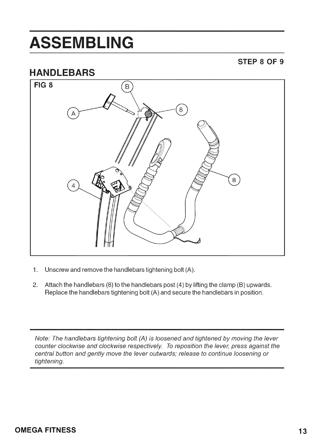 Omega CO-BR130 manual Ass Li G, Handlebars 