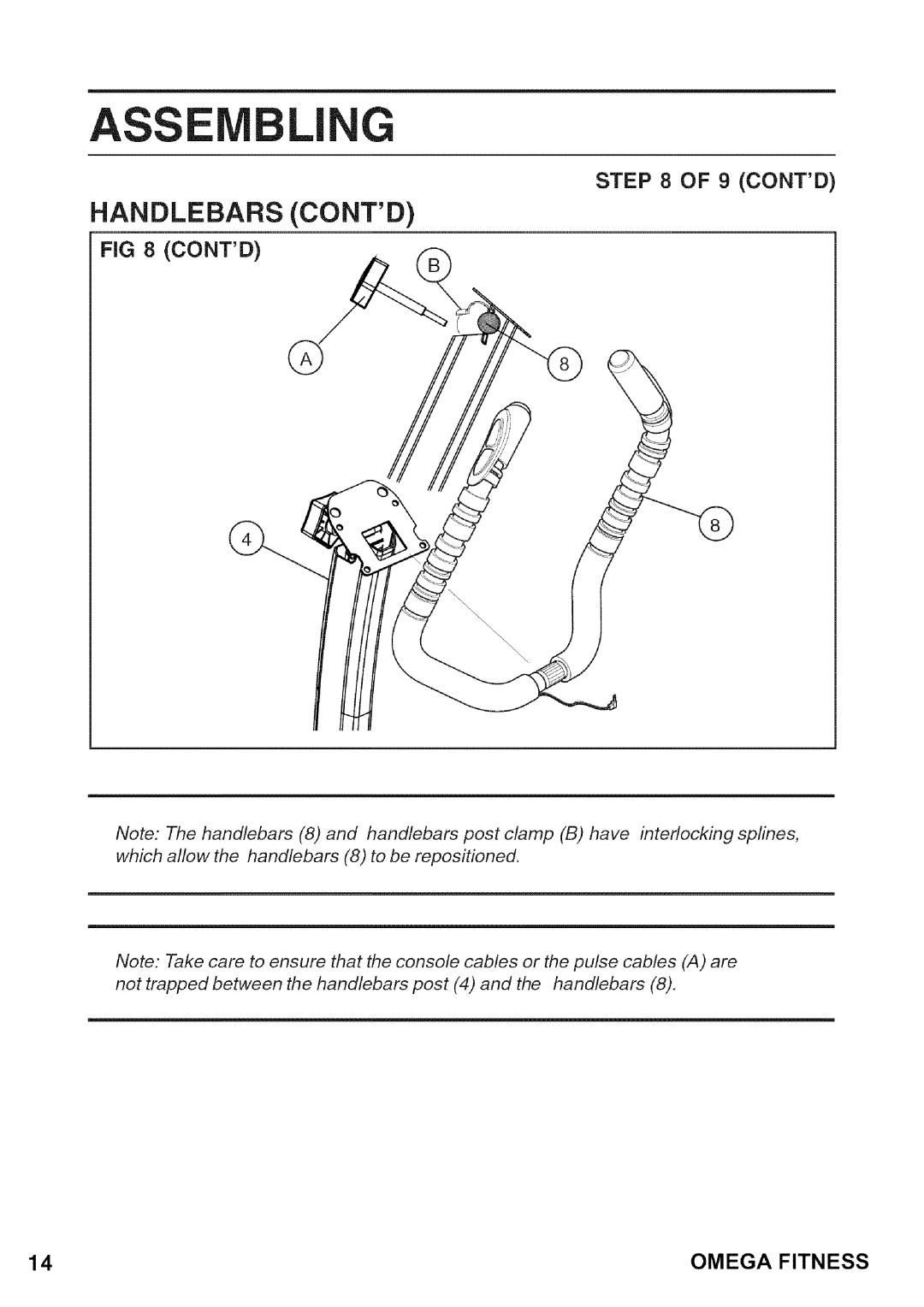 Omega CO-BR130 manual Ass Li G, Handlebars Contd, Contd Omega Fitness 