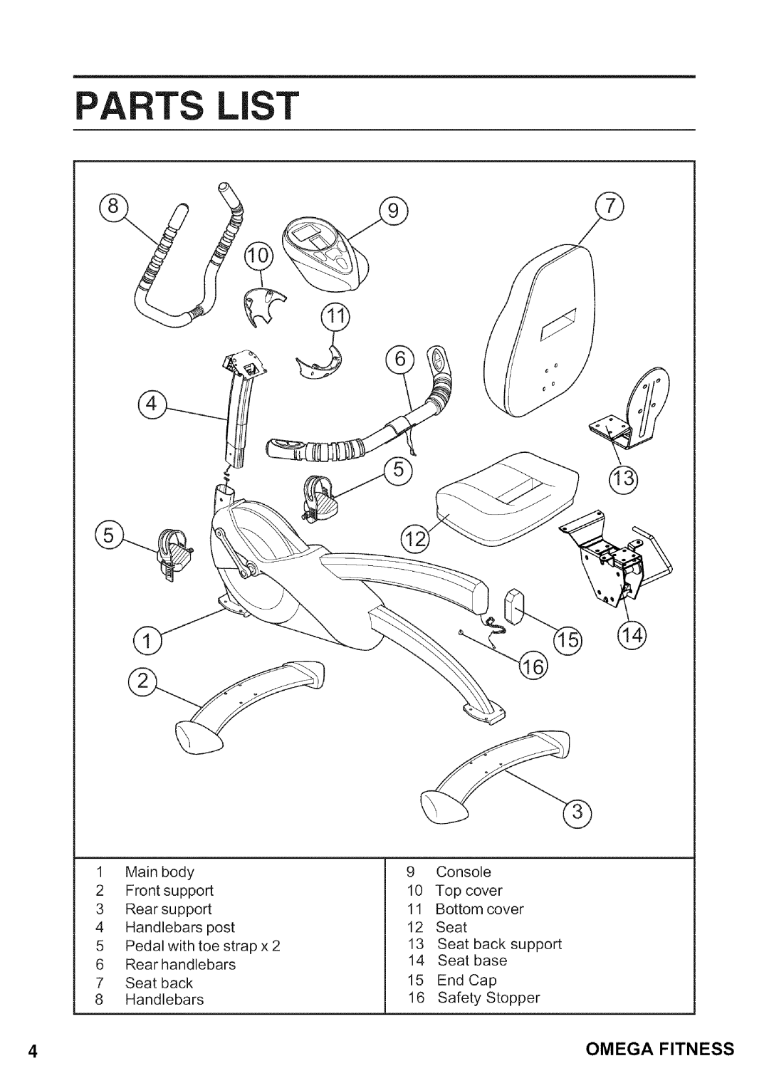 Omega CO-BR130 manual Parts LiST 