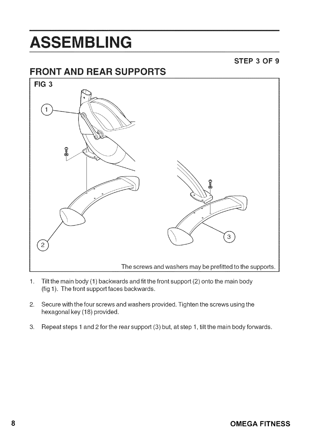 Omega CO-BR130 manual Assg, Front and Rear Supports 