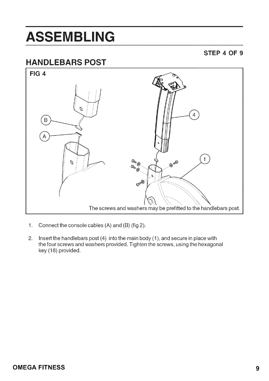 Omega CO-BR130 manual Handlebars Post 