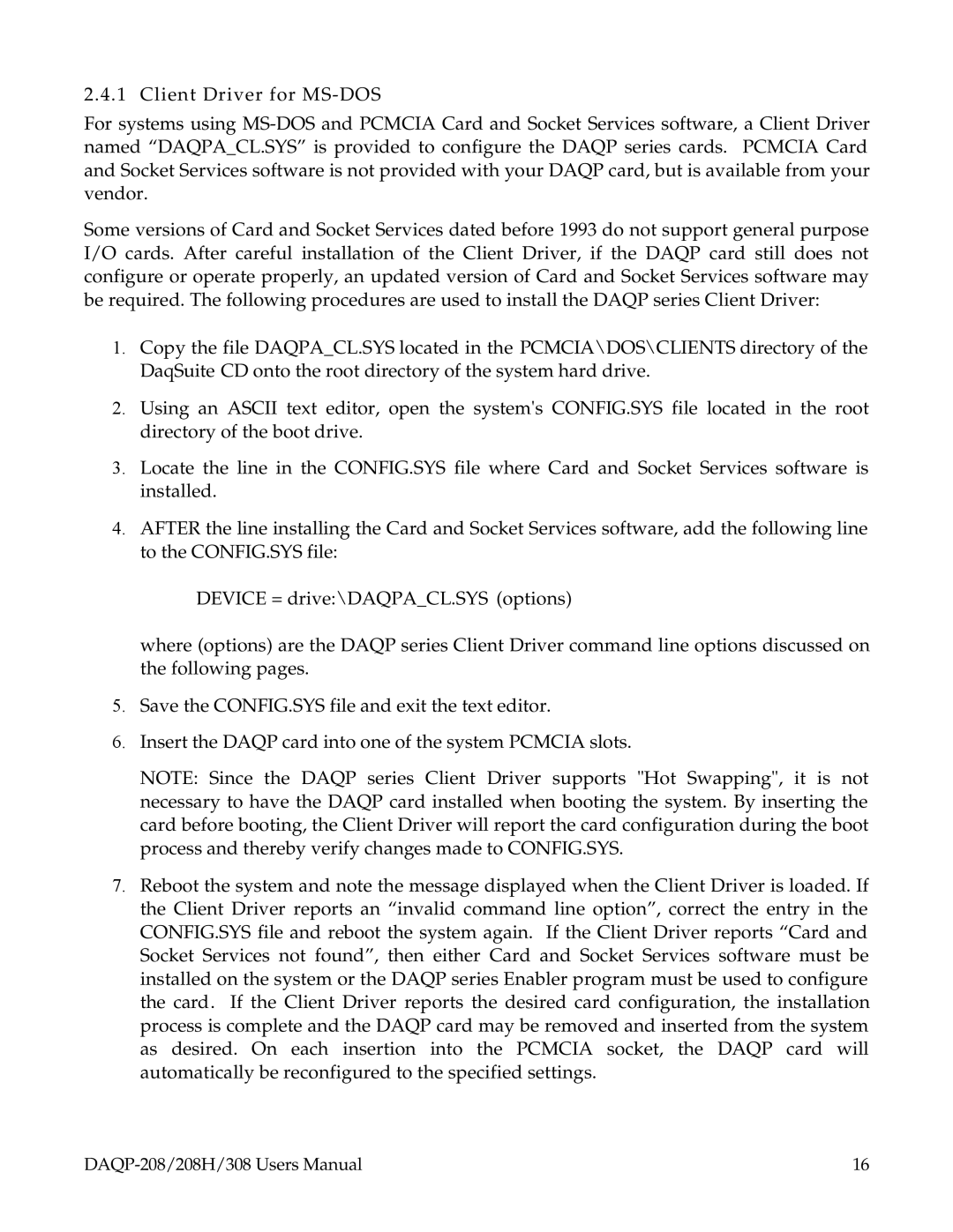 Omega 208H, DAQP-208, 308 user manual 