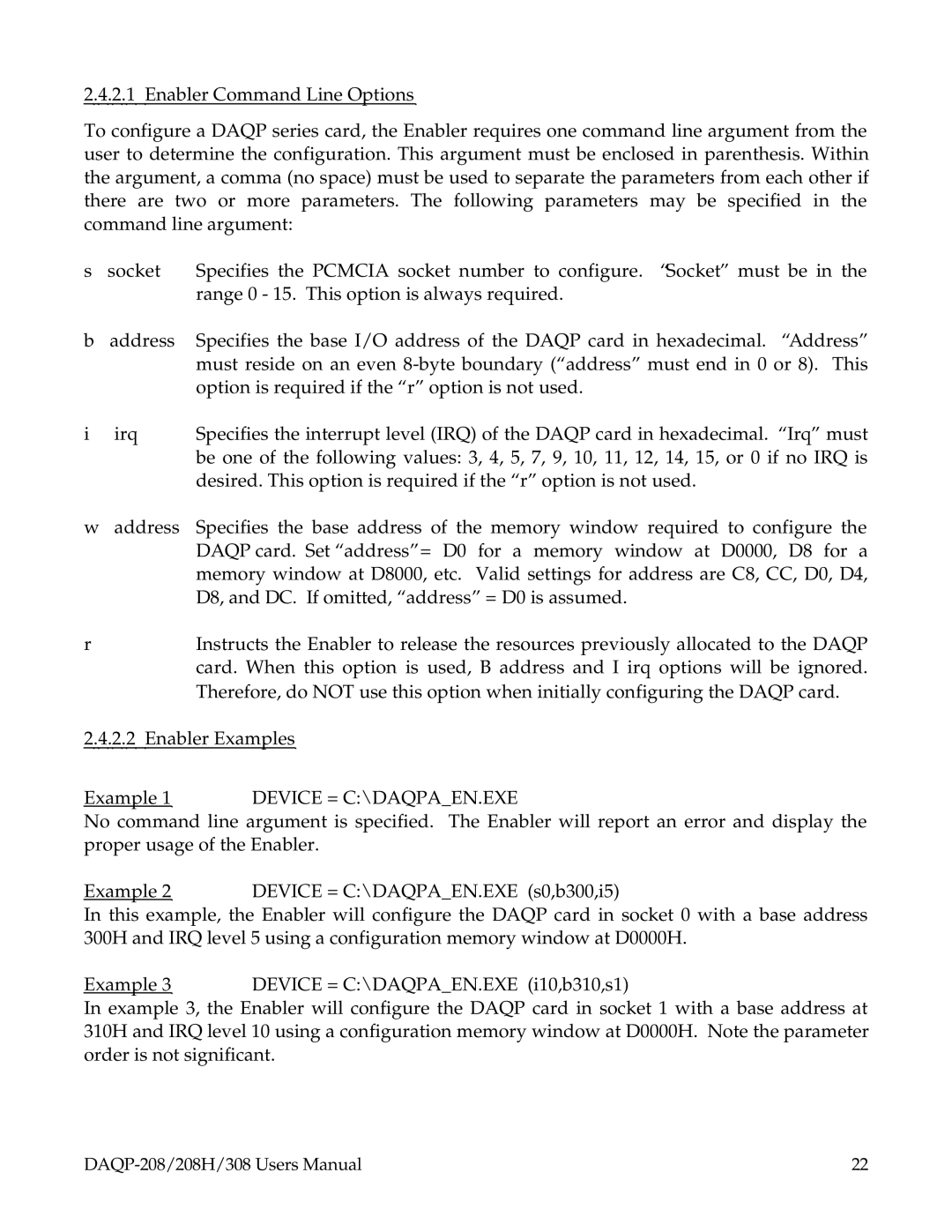 Omega 208H, DAQP-208, 308 user manual Device = C\DAQPAEN.EXE 