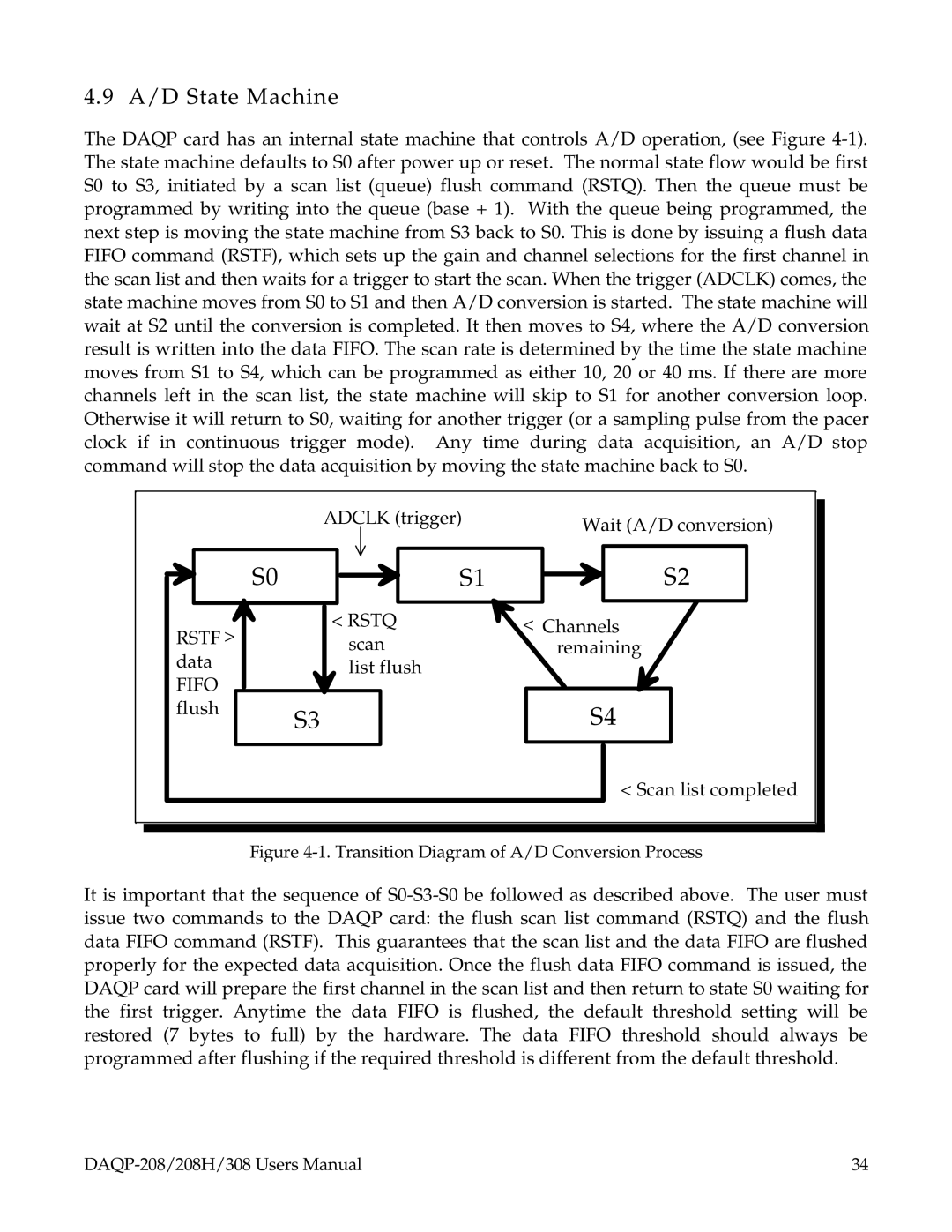 Omega 208H, DAQP-208, 308 user manual A/D State Machine, Fifo 