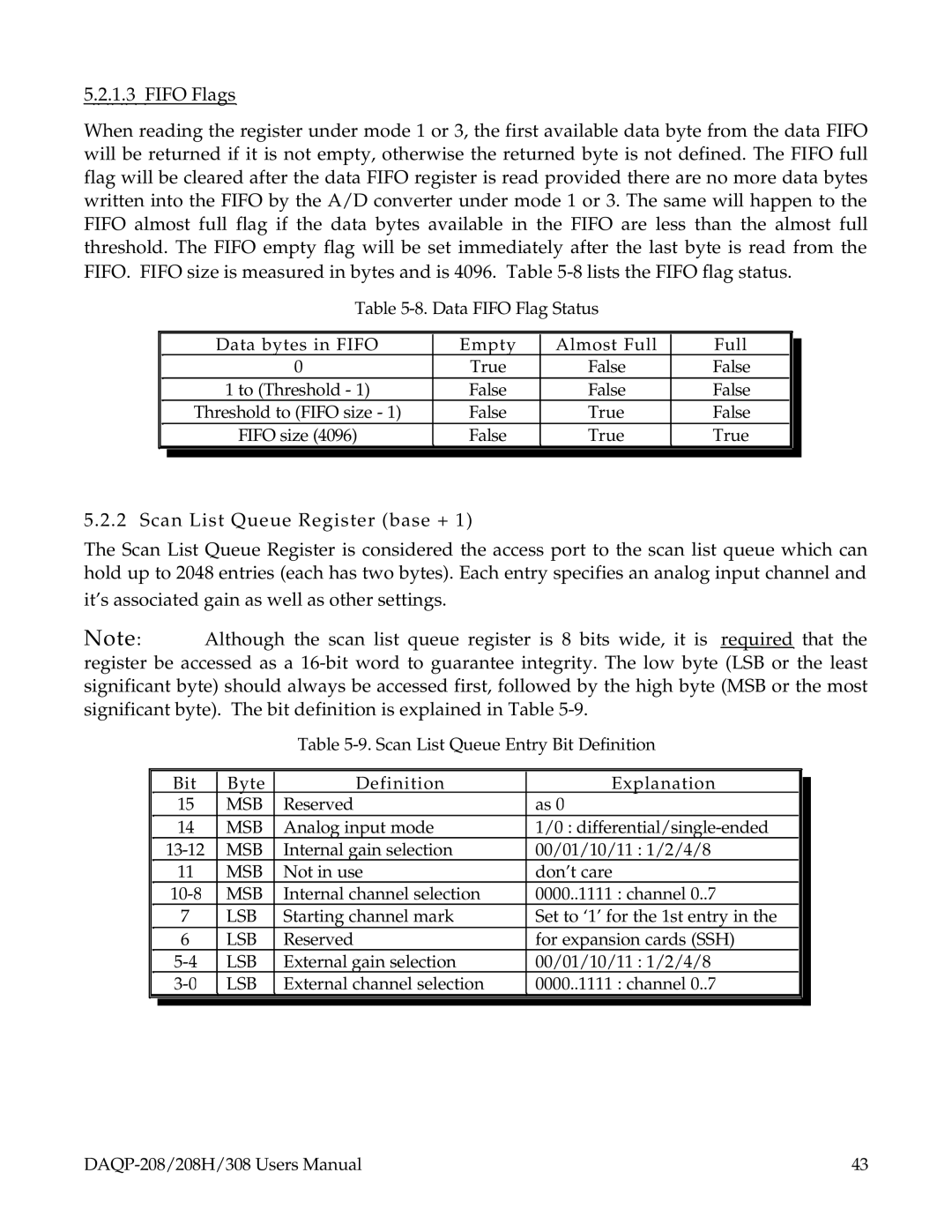 Omega 208H, DAQP-208, 308 user manual Lsb 