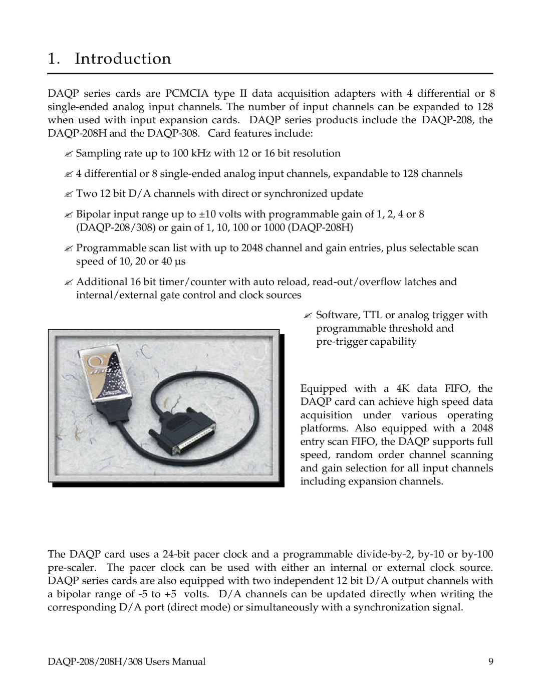 Omega DAQP-208, 208H, 308 user manual Introduction 