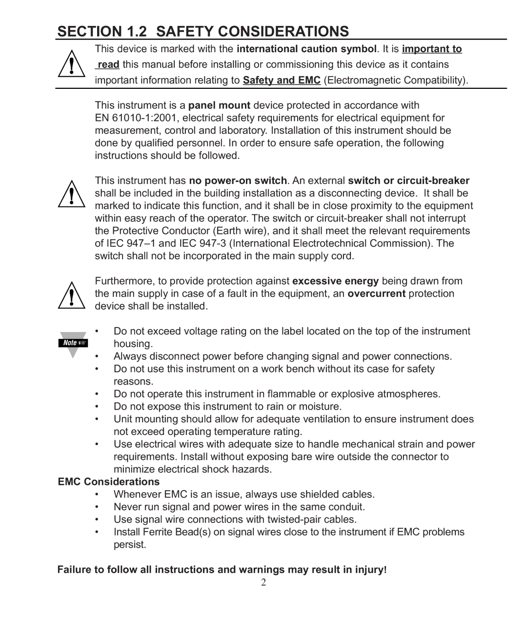 Omega DP26-RTD manual Safety Considerations, EMC Considerations 