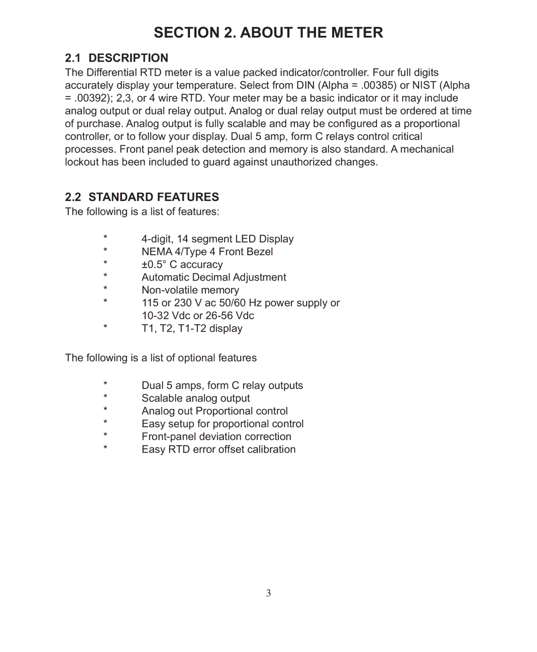 Omega DP26-RTD manual About the Meter, Description, Standard Features 