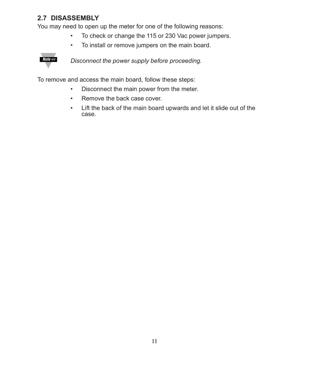 Omega DP26-RTD manual Disassembly, Disconnect the power supply before proceeding 